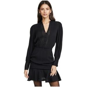 Veronica Beard Jasper Mini Dress Women's 4 Black Long Sleeve Ruffles Whimsigoth